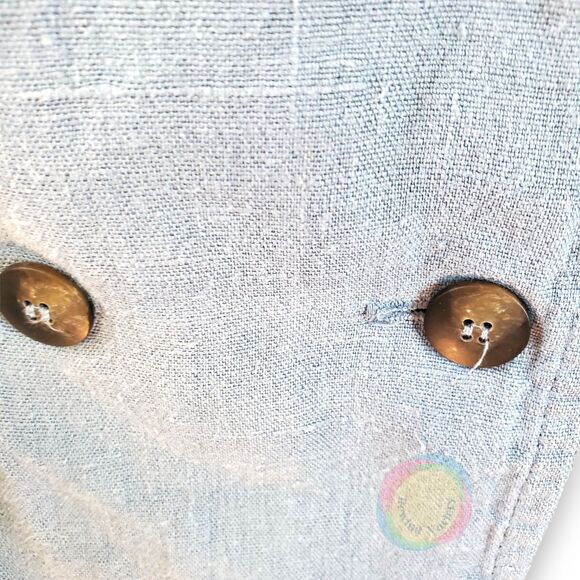 Mishi Vintage 100% Linen Blazer Blue Medium USA Made - Picture 9 of 11